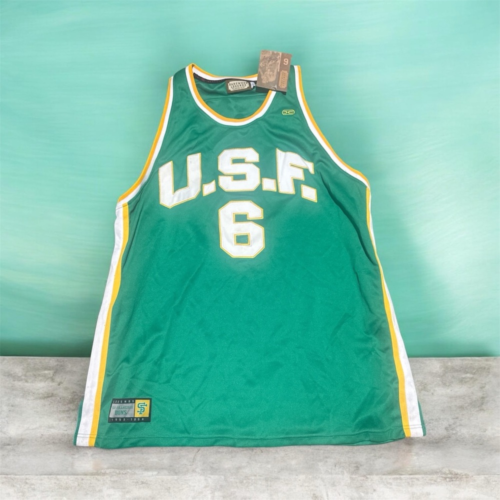 NWT Hardwood Legends USF Dons BILL RUSSELL NCAA Jersey #6 SEWN Men's 5XL box100